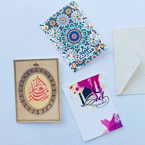3 Eid Greeting Cards & Envelopes